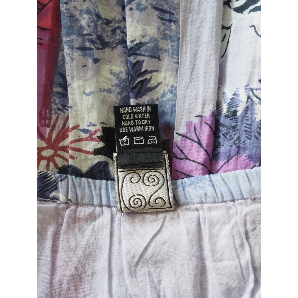 Vintage Casual Studio Cotton Floral Purple Pleated Midi Skirt XL Good Lined - Picture 5 of 11